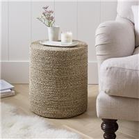 The White Company Norton Stool Natural Seagrass Rustic Artisan Side Table}.