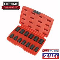 Sealey Air Impact Wrench Socket Set 13 Piece 1/2 Square Drive Metric 10 - 24mm