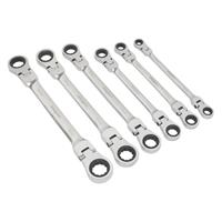 Siegen Flexi-Head Double End Ratchet Ring Spanner Set 6 Piece Metric Spanners