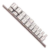 10pc FEMALE TORX SOCKET SET TOOLS STORAGE RAIL 1/4" 3/8" DRIVE STAR TORQ E STAR