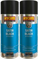 2 x Hycote Satin Black Spray Paint Aerosol Car Multi-Purpose Preparation 400ML