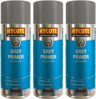 3 x Hycote Grey Primer Spray Paint Aerosol Car Multi-Purpose Preparation 400ML