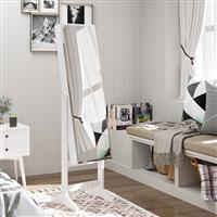 Lockable Jewellery Storage Cabinet Mirror Armoire Freestanding Adjustable White