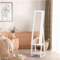 Freestanding Mirrored Jewellery Storage Armoire w/ Drawers Hooks Shelves Lights