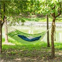 Wide Hammock Cotton Swing Hanging Bed Outdoor Garden Portable W/ Pillow Green