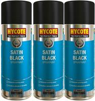 3 x Hycote Satin Black Spray Paint Aerosol Car Multi-Purpose Preparation 400ML