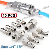 10PCS Euro 1/4'' BSP Air Line Fitting Hose Compressor Quick Release Connector
