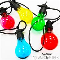 10 Multi Coloured White LED Festoon Garden String Lights Globe Energy Rating A+