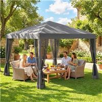 3 x 3 m Heavy Duty Pop Up Garden Gazebo with Handy Bag Mesh Sidewalls Grey