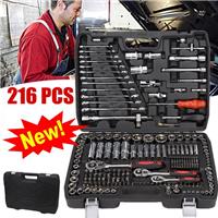 Professional 216 Pcs Socket Set 1/2 3/8 1/4 Ratchet Spanners Large Tool Kit