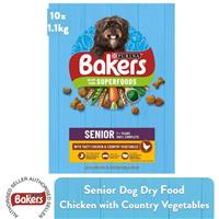 10 x 1.1Kg Bakers Senior Dog Dry Food Chicken with Country Vegetables