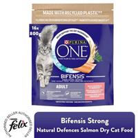 16x 800g Purina One Dry Cat Food Bifensis Strong Natural Defences Salmon