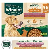 96 x 100g Winalot Wet Dog Food Sunday Dinner Mixed In Gravy