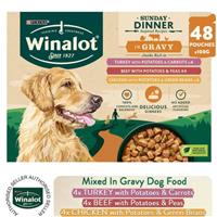 48 x 100g Winalot Wet Dog Food Sunday Dinner Mixed In Gravy