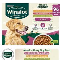96 x 100g Winalot Wet Dog Food Meaty Chunks Mixed In Jelly Grain Free