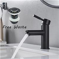 Matte Black Bathroom Faucet Basin Sink Mixer Tap Waterfall Single Lever Waste UK