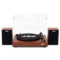JAM Turntable Speakers Cherry Wood Bluetooth Vinyl Record Player Sound System