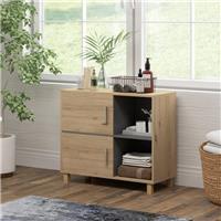 Bathroom Cabinet, Bathroom Storage Unit with Open Compartments and Double Doors