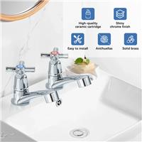 2X Twin Chrome Hot and Cold Pair Basin Sink Mixer Taps Waterfall Bathroom Faucet