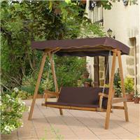Outdoor Swing Chair 3-Seater W/ Adjustable Canopy Cushioned Hammock Patio Garden
