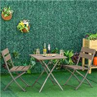 3 Piece Foldable Garden Bistro Set Patio Furniture Set, Grey