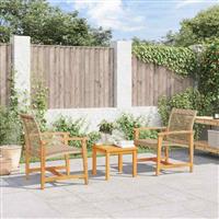 Garden Chairs Outdoor Chair 2 pcs Beige Poly Rattan and Acacia Wood vidaXL