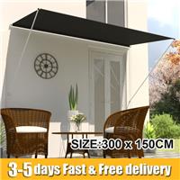 Patio Awning Canopy Retractable Deck Door Outdoor Sun Shade Shelter 3M x 1.5M
