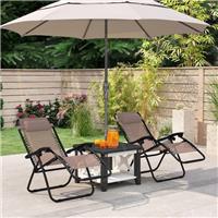 Outdoor Zero Gravity Chair Set of 2, Reclining Lounge Chair w/ Head Pillow Beige