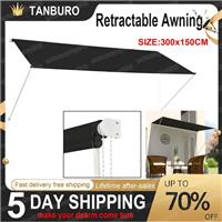 Garden Patio Manual Awning Canopy Sun Shade Shelter Retractable Awning w/ Frame