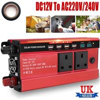 6000W Caravan Van Converter Power Inverter DC 12VTo AC 240V LCD UK Socket 4USB