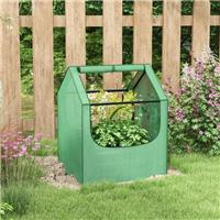 Raised Garden Bed with Greenhouse, Planter Box with Cover, Green and Silver