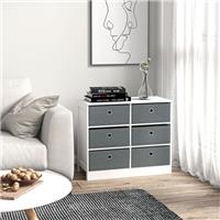 Chests of Drawer Fabric Dresser Storage Cabinet w/ 6 Drawers, Refurbished
