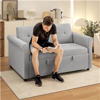 2 Seater Sofa Bed w/ 7-Position Adjustable Backrest for Living Room Refurbished