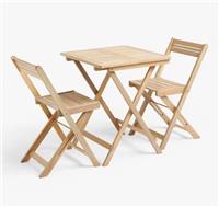 John Lewis Foldable Wooden 2-Seater Garden Table & Chairs Set - Natural A