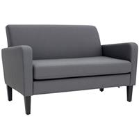 Linen Modern-Curved 2-Seat Sofa Loveseat w/ Thick Cushion Wood Legs Refurbished
