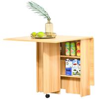 Folding Dining Table w/ Storage Shelf, Drop Leaf Table Refurbished