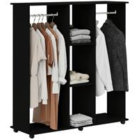 Mobile Open Wardrobe Storage Shelves w/6 Wheels Clothes Hanging Rail Refurbished
