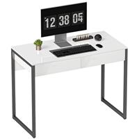 High Gloss Computer Desk with 2 Drawers Modern Home Office Desk Refurbished