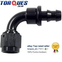 AN -6 (6AN JIC AN6) 90 Degree Push-On Socketless Fuel Hose Fitting Black