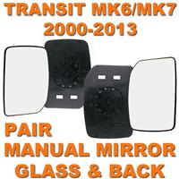 For TRANSIT MK6/MK7 2000-2013 MANUAL DOOR WING MIRRORS GLASS PAIR LEFT & RIGHT