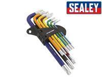 Sealey Premier Long TRX Star TORX Key Set 9pc Colour Coded Multi-coloured