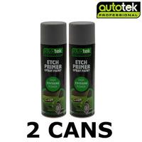 2 X AUTOTEK PROFESSIONAL ACID ETCH PRIMER AEROSOL 500ML FOR GALVANISED ALUMINIUM