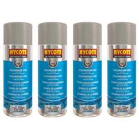 Hycote Colour Spray Paint Aerosol XUK035 Aluminium Coat 400mL x 4 Fast Drying