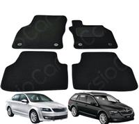 for Skoda Octavia 2013 to 2020 Tailored Black Car Mats Carpet Set With Clips