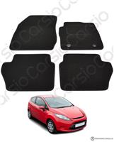 for Ford Fiesta 09 to 2012 MK7 Tailored Black Car Mats Carpets 4pc Oval Clips