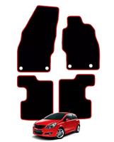 for Vauxhall Corsa D & E 2007 to 2019 Red Edge Tailored Black Car Mats Carpet