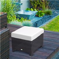 Rattan Aluminum Ottoman Outdoor Garden Furniture Foot Stool Black W/ Cushion