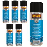 Hycote Colour Spray Paint Aerosol XUK0272 Gloss Black 400mL x 6 Fast Drying