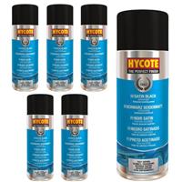 Hycote Colour Fast Drying Aerosol Spray Paint Satin Black 400ml x6