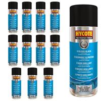 Hycote Colour Spray Paint Aerosol XUK0272 Gloss Black 400mL x 12 Fast Drying